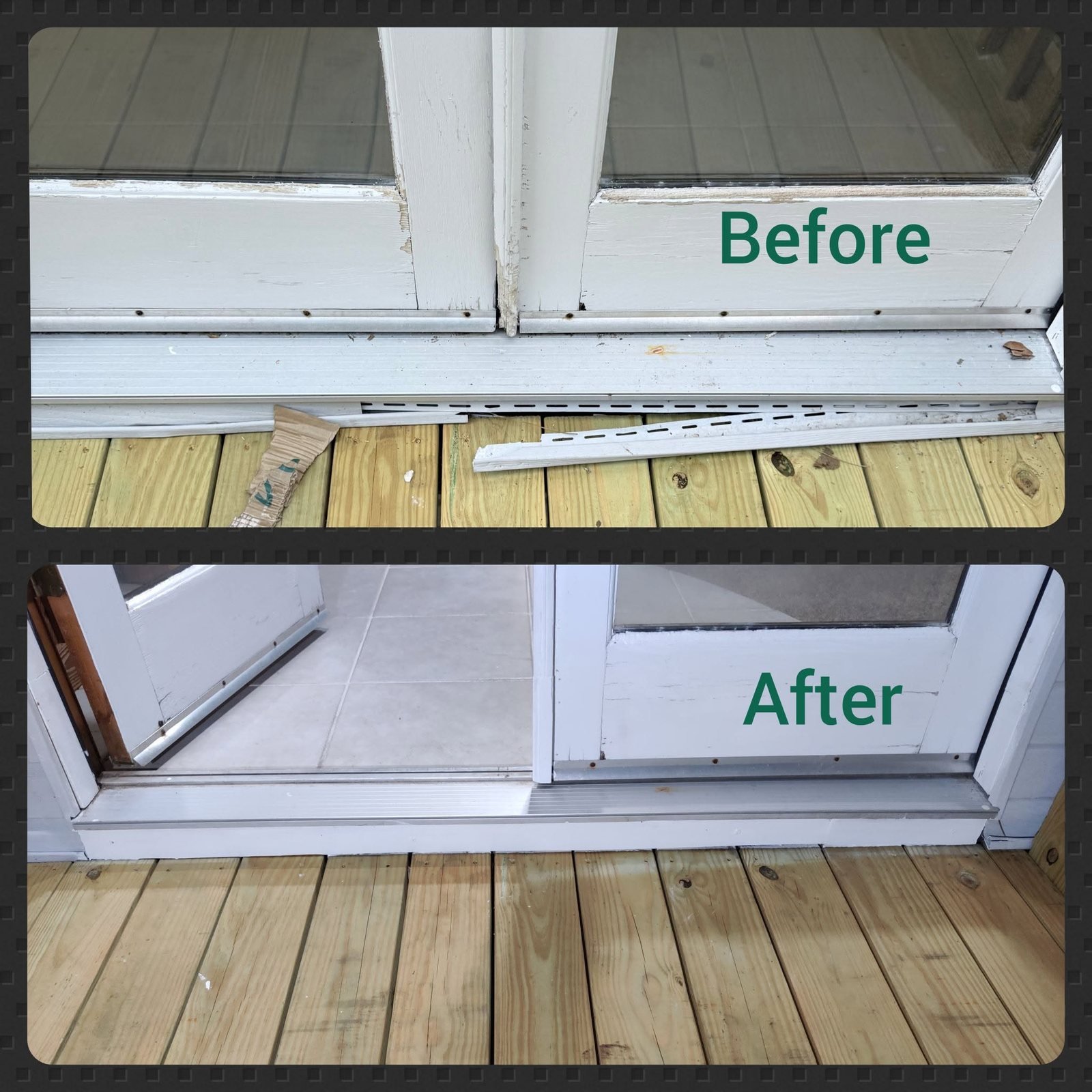 Door threshold repair and weather protection improvement