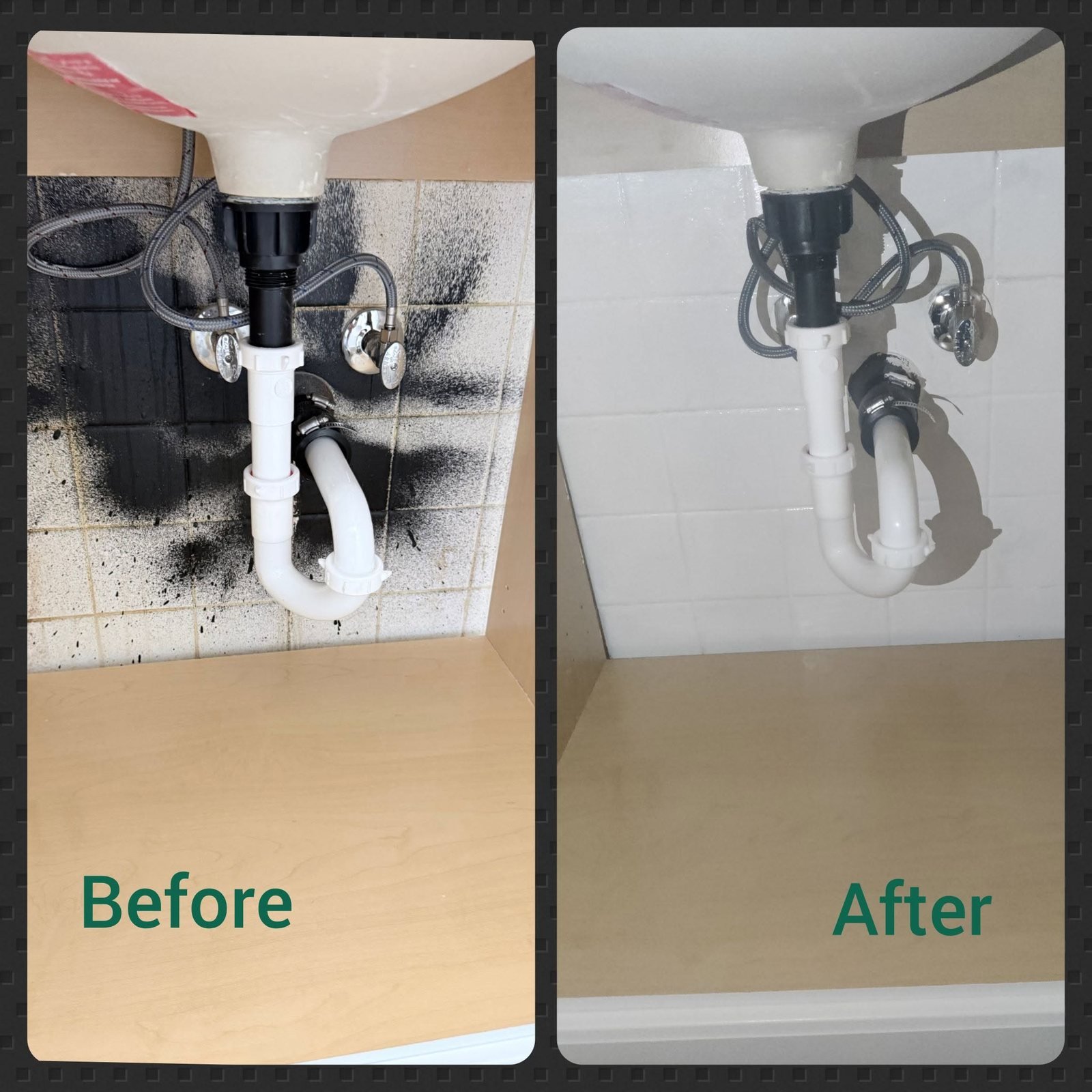 Under-sink cabinet surface repair and cleanup